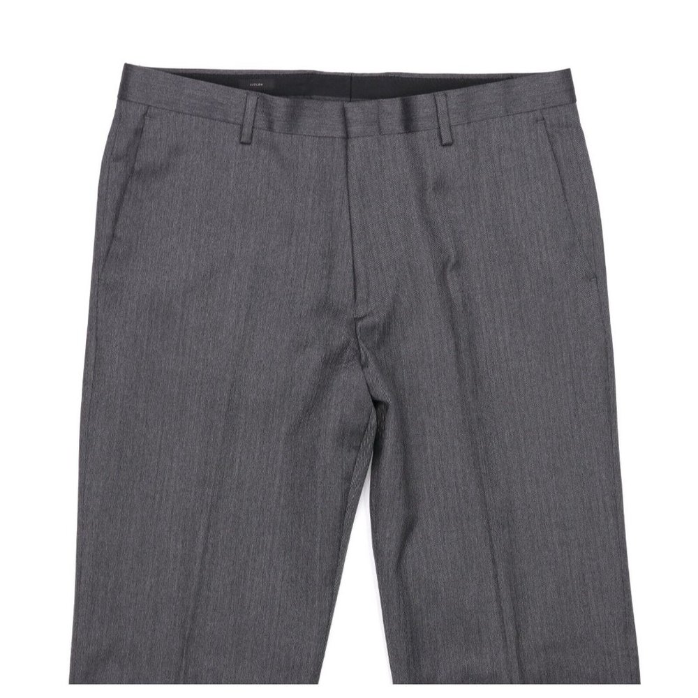 J Crew Ludlow Tollegno 1900 Wool Suit 40L Gray Herringbone 35 X 33 Flat Front - Picture 12 of 14